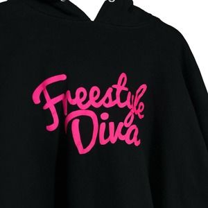 Talha USA Freestyle Diva Hoodie Sweatshirt Womens Size XL Black Kangaroo Pocket